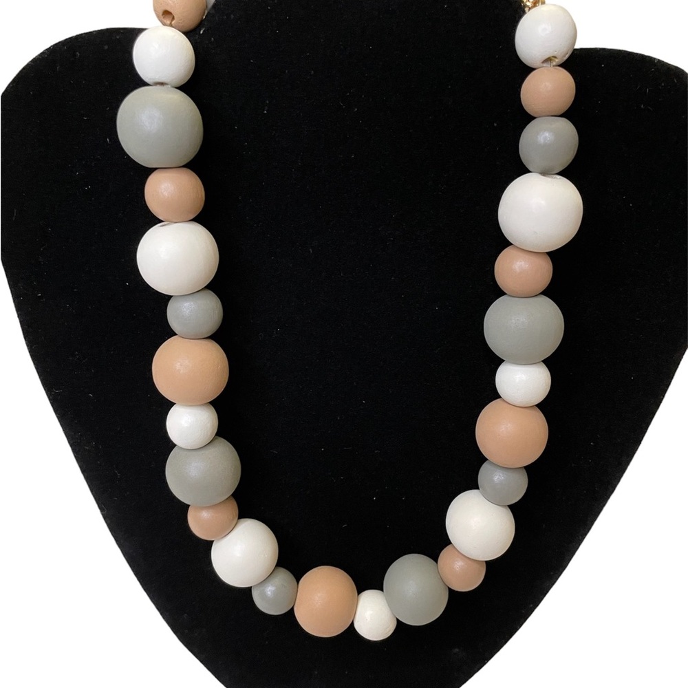 Handstrung Graduated Wood Beaded 18” (9”drop) Necklace